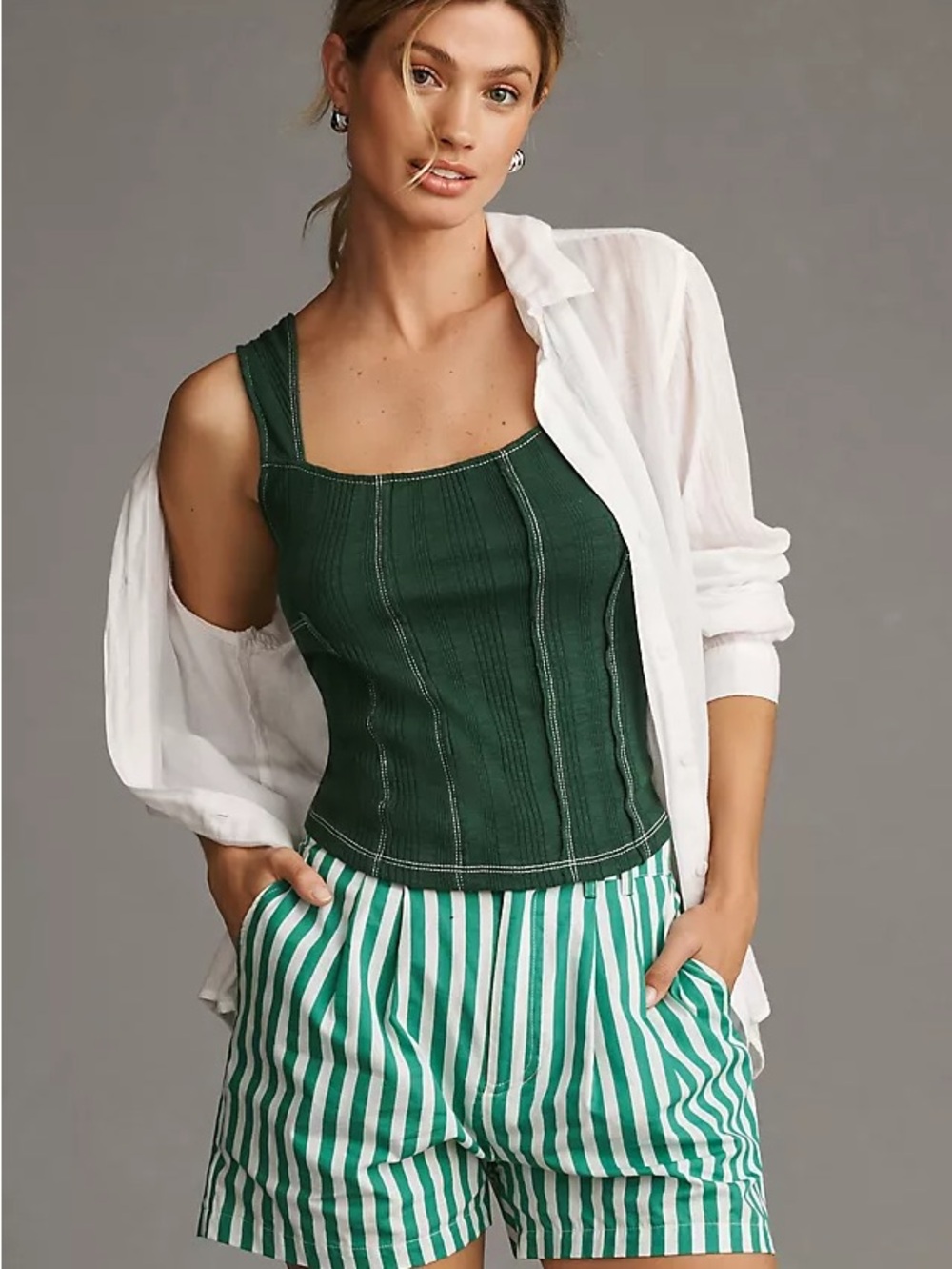 Pilcro Seamed Square-Neck Tank from Anthropologie XL